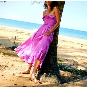 chinese dress ladies Rich in Love Strapless Midi Dress Black
